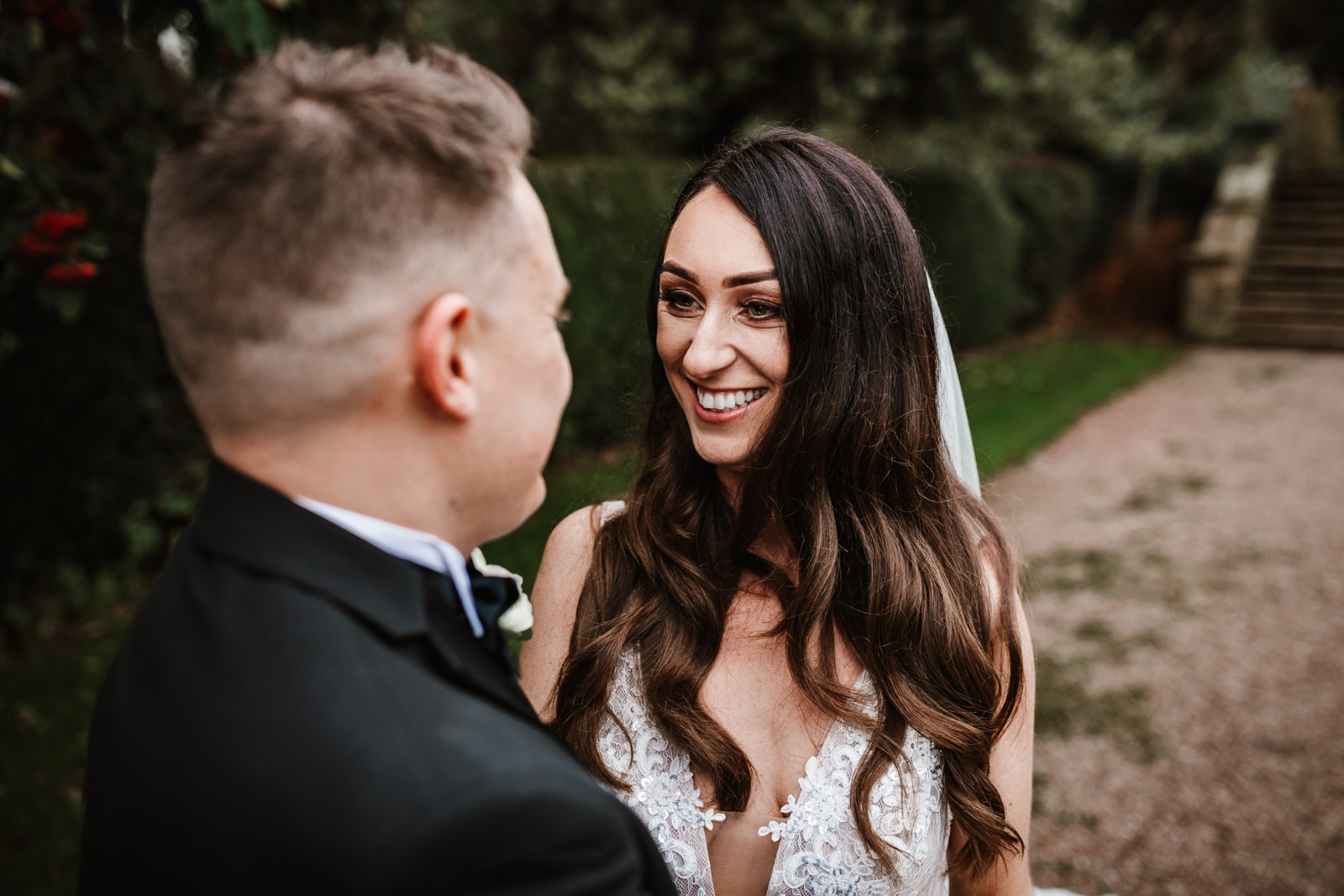 Bride smiling at her new husband