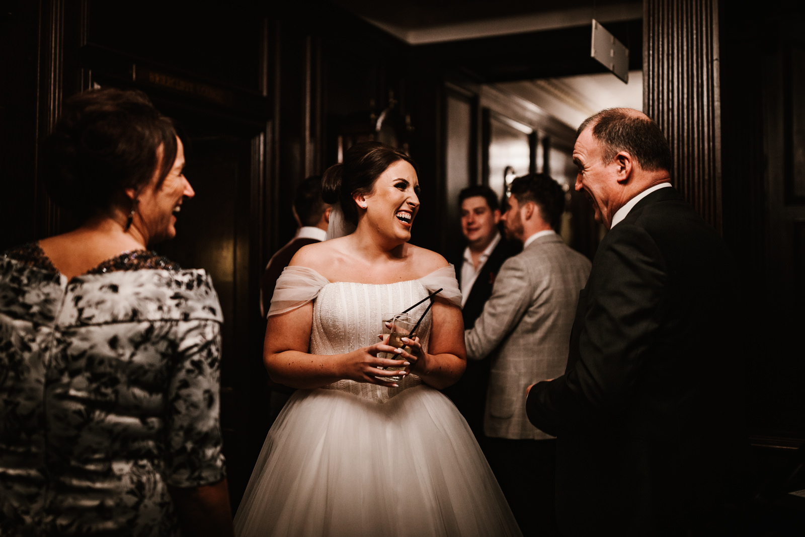 Bride chatting to guests