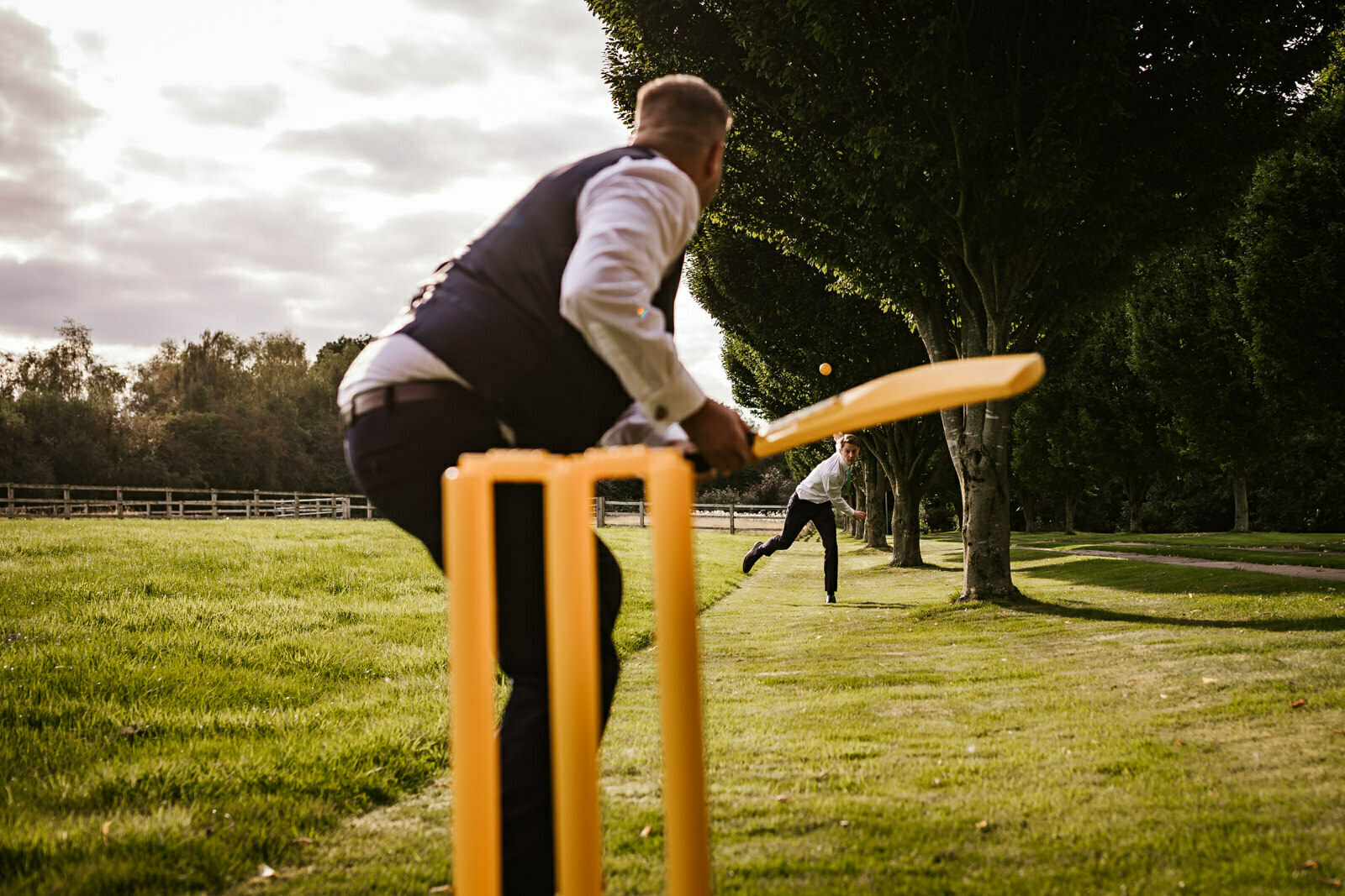Playing cricket at the Holford Estate
