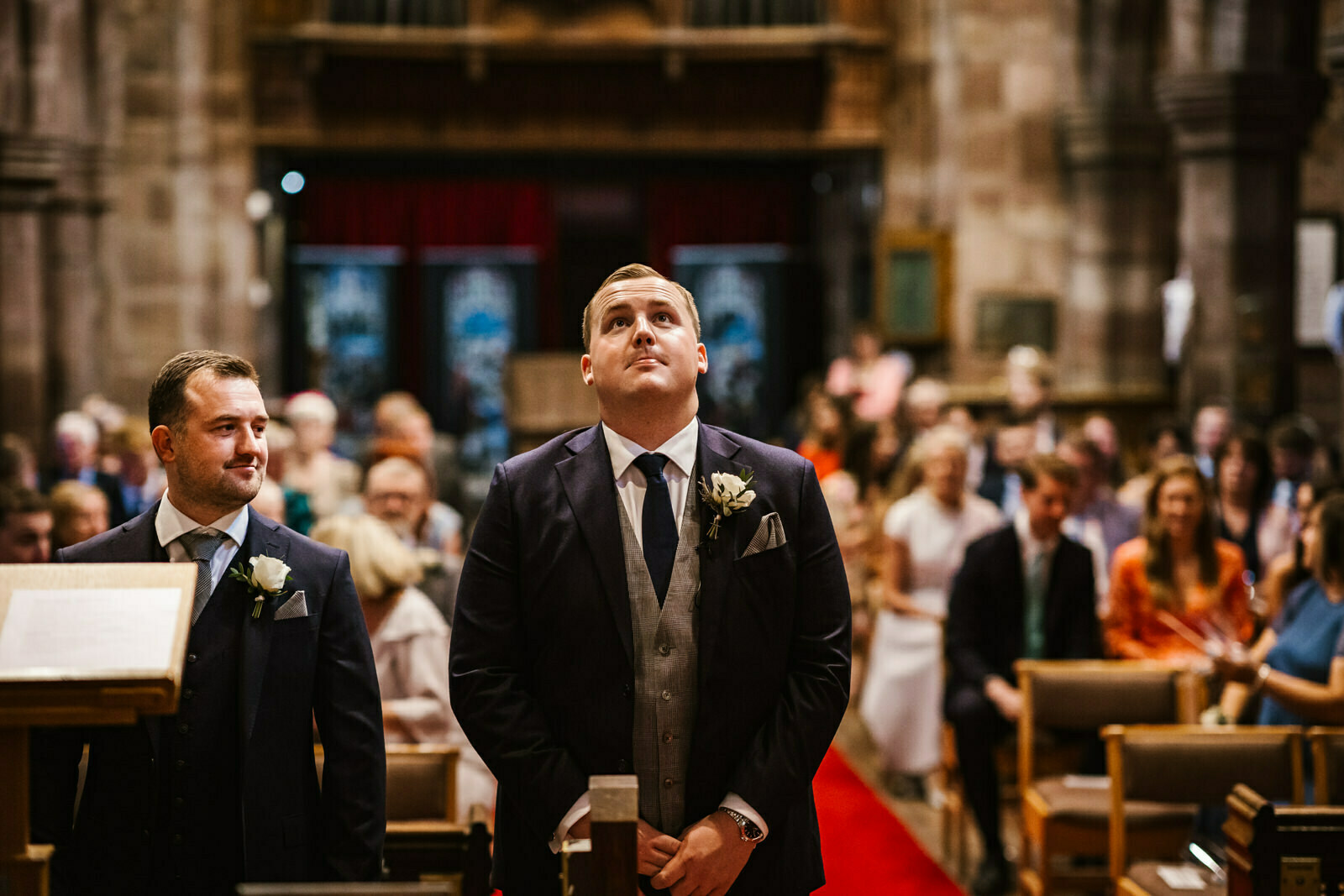 Groom waiting for his bride to be