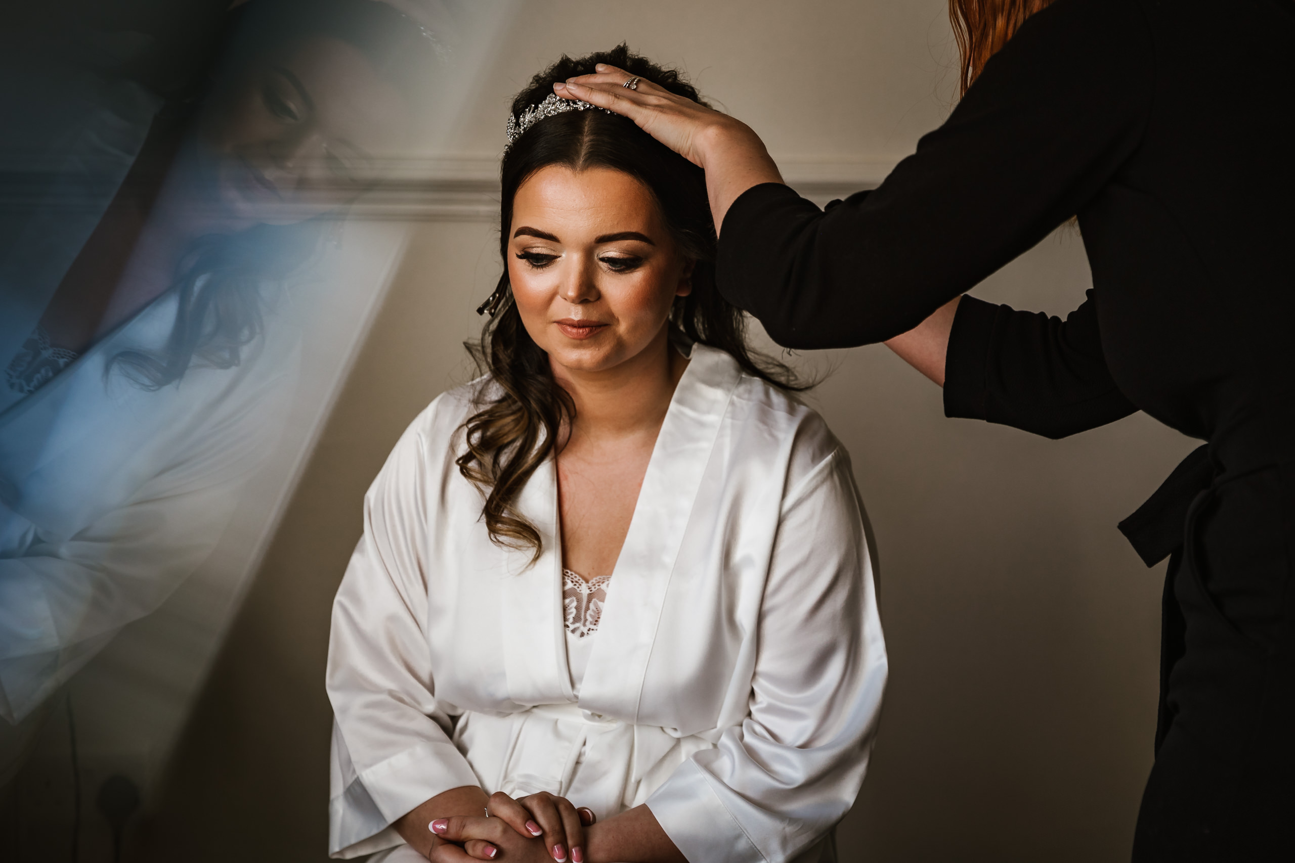 Bride during preparations at Ashfield House